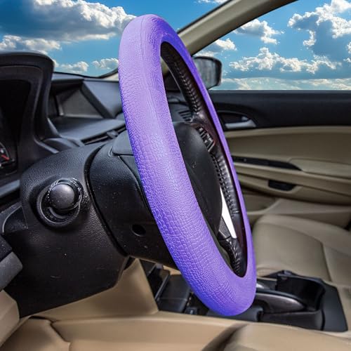 FH Group Universal Fit Silicone Snake Pattern with Massaging Grip Steering Wheel Cover fits most Cars, SUVs, Trucks, and Vans Purple - color: Purple