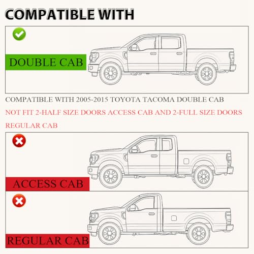 G-PLUS TPE Cargo Liners Black Compatible with Toyota Tacoma Double Cab 2005-2015 All Weather Full Cover Protection 1st & 2nd Row Floor Liner - size: Fit Toyota Tacoma 2005-2015 | Double Cab | 3PCS