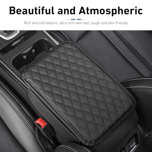 Car Center Console Cover, Upgrade Soft Skin-friendly Leather Arm Rest Cover for Car, Universal Anti-slip Scratch-resistant Armrest Mat with Side Storage Bags, for Trucks, Cars, SUVs (Pink) - color: Pink