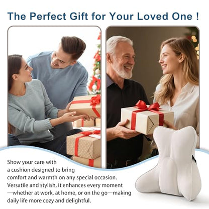 Lumbar Support Pillow(Pat. Pend) – Multi-Functional Ergonomic Back Cushion for Sofa Chair, Car Seat & Sofa, Reading Pillow with Firm Multi-Zone Support to Relieve Lower Back Pain, Misty White
