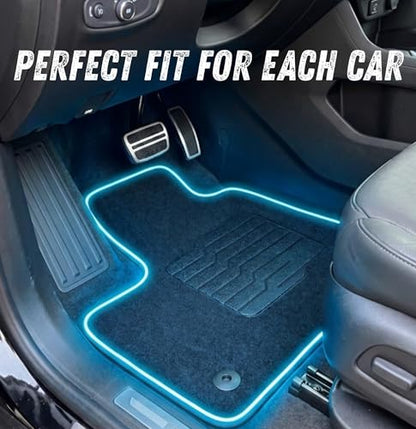 ecoMats Carpet Floor Mats for Fit for 2016 to 2021 Jeep Grand Cherokee / 2016 to 2024 Dogde Durango (2nd Row Bench Seat Only), Driver Non-Slip Heel Pad, Safety Locks, Front and Rear, Black