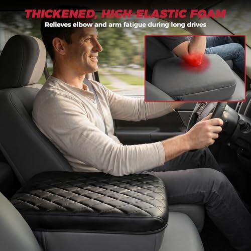 FREESOO Center Console Cover for 2002-2012 Dodge Ram 1500 2500 3500, Armrest Cushion Pad, Waterproof Faux Leather, Easy to Clean, Non-Slip & Anti-Scratch, Jump Seat Only - size: 2002-2012 Jump seat covers