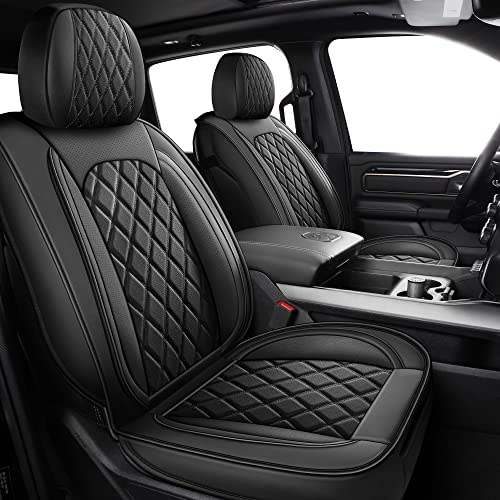 MIROZO Dodge Ram Seat Covers Full Set,Waterproof Car Seat Cover Fits for 2009-2026 Ram 1500/2500/3500 Crew Quad Regular Cab,Heavy Duty Protection Pickup Cushions with Split Flat Bench 40/60,Black - color: Black, size: Full Set（Flat Back)