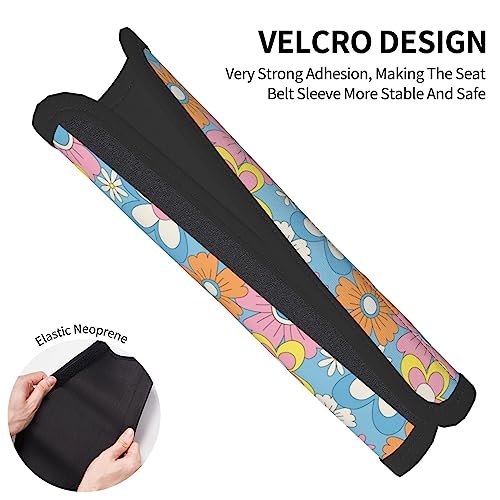 Stylish Retro Flowers Seat Belt Covers Soft Comfortable Shoulder Strap Pads for Adults Universal Car Accessories - Pack of 2 - color: Retro Flowers