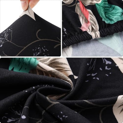 Fuloon Stretch Bench Cover, Anti-Dust Removable Dining Bench Slipcover Washable Seat Cushion Protector for Bedroom, Kitchen, Hotel, Banquet, Green Black Flower - color: Flower Green Black