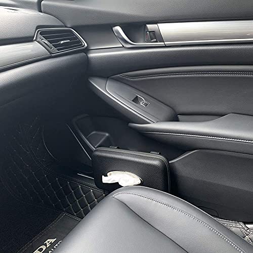 Car Tissue Holder, Sun Visor Napkin Holder, Car Visor Tissue Holder, PU Leather Backseat Tissue Case Holder for Car,Vehicle (Black) - color: Black