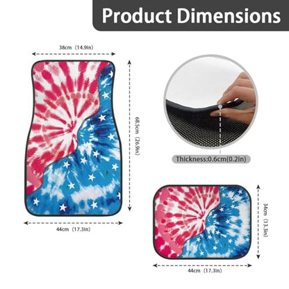 Car Mat Universal Fit 4-Piece Set Car Floor Mats Auto Front & Rear Floor Carpets for SUV Sedan Van, Tie Dye American Flag - color: Tie Dye American Flag