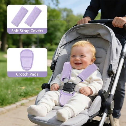 SWESEN Baby Car Seat Strap Covers, 3 Piece Soft Car Seat Strap Shoulder Pads for Baby Girls Boys, Double-Sided Use carseat Straps Covers for Stroller, Car Seats, Pushchair, Purple - color: Purple