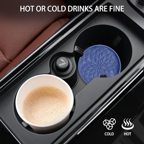 Car Coasters for Cup Holders [4 Pack] - 2.75In Silicone Auto Mug Mats - Universal Non-Slip Recessed Car Interior AccessoriesNavy Blue - color: 4pack-navy Blue
