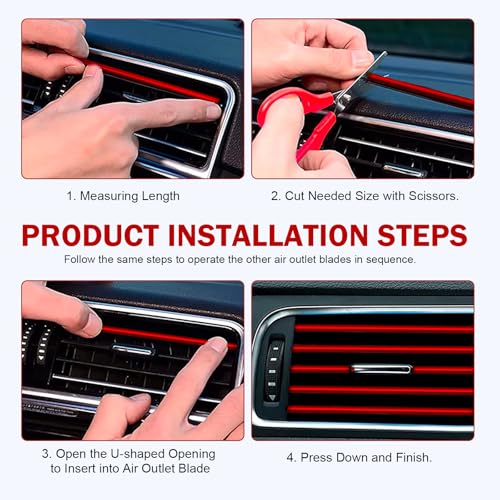 20PCS Car Vent Outlet Trim, Bendable Air Conditioner Vent Decoration Strip, Universal Auto Air Oulet Strips, for Most Vehicles (Red)