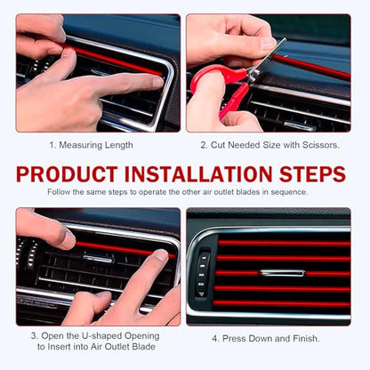20PCS Car Vent Outlet Trim, Bendable Air Conditioner Vent Decoration Strip, Universal Auto Air Oulet Strips, for Most Vehicles (Red)