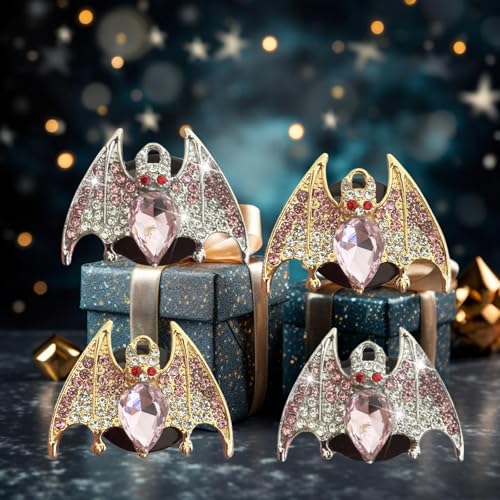 New Bat Aromatherapy Car Decoration Clip Car Air Vent Decorative Fragrance Bat Rearview Mirror Pendant Ambience Decoration Pendant (Double Gold Bat & Double Silver Bat) - size: Double Gold Bat & Double Silver Bat