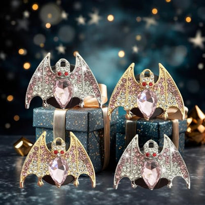 New Bat Aromatherapy Car Decoration Clip Car Air Vent Decorative Fragrance Bat Rearview Mirror Pendant Ambience Decoration Pendant (Double Gold Bat & Double Silver Bat) - size: Double Gold Bat & Double Silver Bat