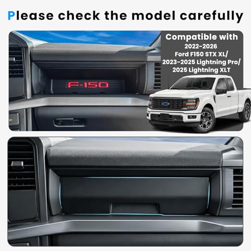 Glove Box Organizer Compatible with 2022-2026 Ford F150 STX XL/2023-2025 Lightning Pro/2025 Lightning XLT Passenger Side Glove Box Insert Storage Tray Interior Accessories