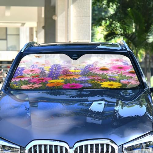 Sun Shade for Car Windshield Vibrant Spring Flowers Foldable Sun Shield Heat and UV Protection Automotive Interior Protection