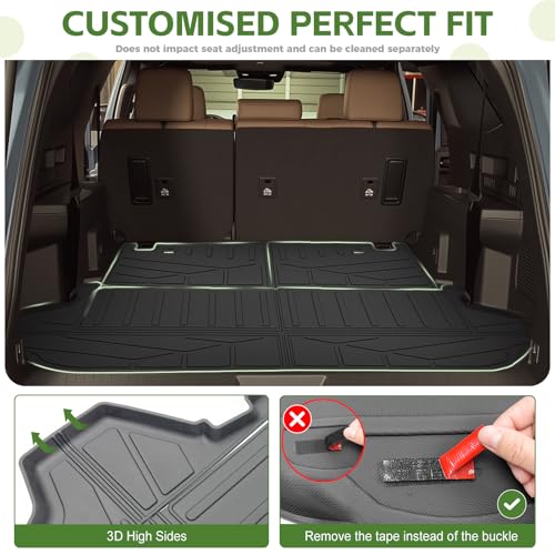 Cargo Liners for 2025 2026 Toyota 4Runner 7 Seats Gas, Trunk Mat with 3rd Row Seat Back Cover All Weather Rear Cargo Mat Backrest Protector Accessories (Not for Hybrid EV&i-Force MAX) - size: 7Seats-Trunk+Seatback Mats(3rd Row)