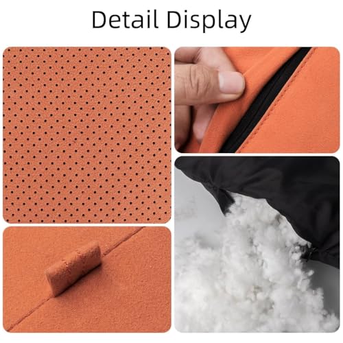 2 Pcs Car Headrest Neck Pillow for Driving,Universal Premium Suede Leather Soft and Comfortable Headrest,Three Gears of Height Adjustment Car Seat Headrest Pillow Car Interior Accessories - color: Hermes Orange