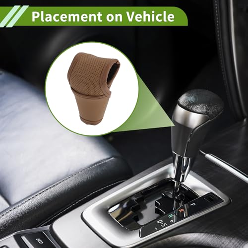 Universal Gear Shift Knob Cover Stick Shifting Handle Protector Automotive Manual Leather 1 Pc Anti-Slip Brown