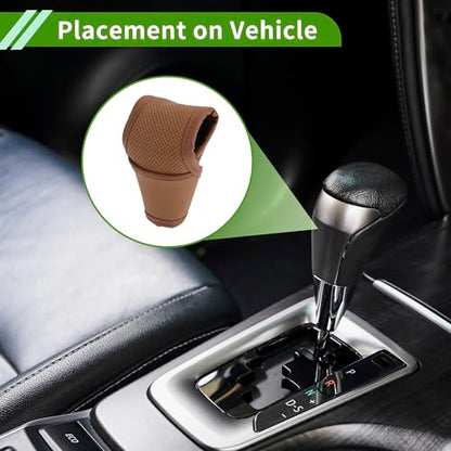 Universal Gear Shift Knob Cover Stick Shifting Handle Protector Automotive Manual Leather 1 Pc Anti-Slip Brown