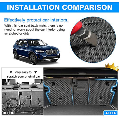 Powerty Backrest Mat for 2018-2024 BMW X3 G01 Accessories Rear Back Seat Protector TPE All Weather Second Row Seats Back Cover 3 Packs - size: Backrest Mat｜For｜18-24｜BMW X3