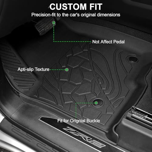 Floor Mats for 2019-2026 Chevy Silverado/GMC Sierra 1500 & 2020-2026 Silverado/Sierra 2500HD/3500HD, Crew Cab Bucket Seat Only (Without Rear Underseat Storage Box), TPE All Weather Durable Mats