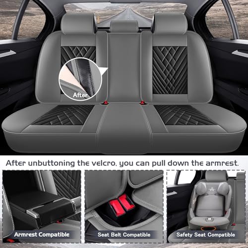 Truck Seat Covers for Ram 1500 2009-2026, Waterproof Premium Leather Full Coverage Car Seat Cover, Muscle Sport Style Auto Interior Seat Cover Sets (Full Set/Gray Black) - color: Full Set Gray Black, size: Ram 1500