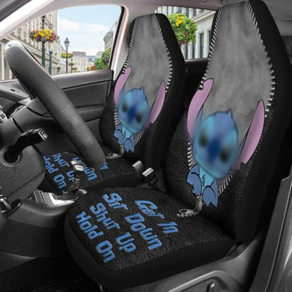 GENANY Blue Alien Car Seat Covers Set of 2, Breathable Front Seat Covers for Truck Sedan SUV, Cartoon Car Accessories, Cartoon Gift for Women Men - color: Blue Alien
