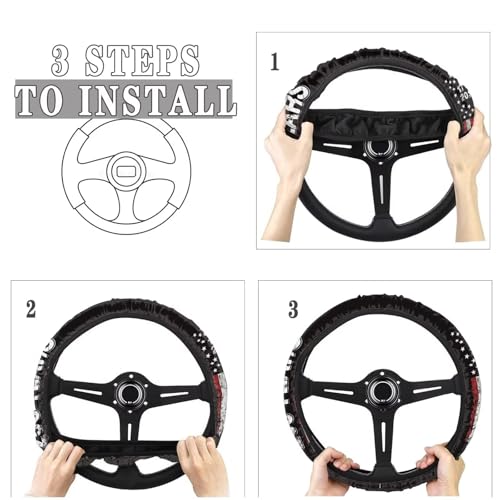 AFPANQZ Auto Steering Wheel Covers Comfort Anti-Slip Safety Stretch-on 14-15 inch, American 250 Years Print Easy Fix Machine Washable Steering Wheel Protection - color: American 250 Years