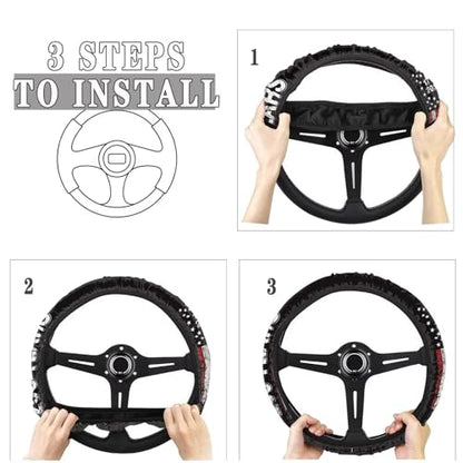 AFPANQZ Auto Steering Wheel Covers Comfort Anti-Slip Safety Stretch-on 14-15 inch, American 250 Years Print Easy Fix Machine Washable Steering Wheel Protection - color: American 250 Years