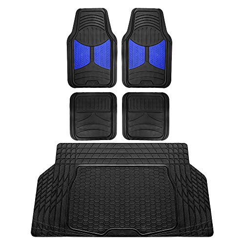 FH Group Monster Eye Full Set Rubber Floor Mats w. Trimmable Vinyl Trunk Liner/Cargo Mat Black- Fit Most Car, Truck, SUV, or Van (Blue/Black) F11313- F16403 - color: Indigo, size: Universal, style: Floor Mat + Cargo Mat Set