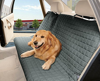 Elegant Comfort Quilted Design%100 Waterproof Premium Quality Bench Car Seat Protector Cover (Entire Rear Seat) for Pets - Ties to Stop Slipping Off THE Bench, Gray - color: Gray