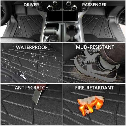 KARPAL Floor Mats for 2015-2026 Ford F-150 Supercrew/Supercab (Includes 2022-2026 Lightning), Custom Fit TPE All Weather Ford F150 Accessories Front Floor Liner - style: 2015-2026 | For Ford F-150 | Front Row