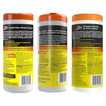Armor All Protectant, Glass and Cleaning Wipes, Wipes for Car Interior and Car Exterior, 30 Count Each (Pack of 6) - size: 90 Count (Pack of 2)