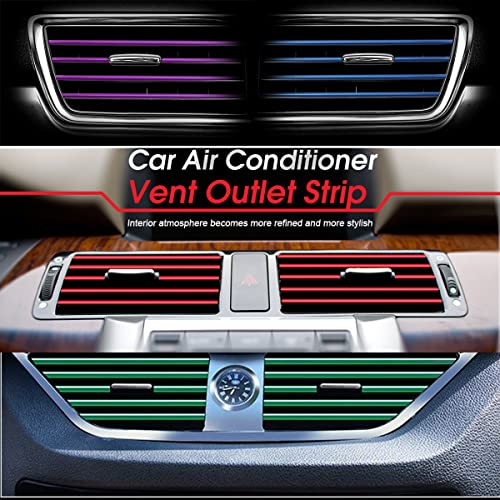 gradegift Car Vent Decoration Strip, 10 Pieces Car Air Conditioner Vent Outlet Trim Strips Car Decorative Filler Insert Strips Car Interior Moulding Trim Strip Line (green)