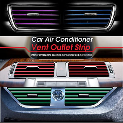gradegift Car Vent Decoration Strip, 10 Pieces Car Air Conditioner Vent Outlet Trim Strips Car Decorative Filler Insert Strips Car Interior Moulding Trim Strip Line (green)