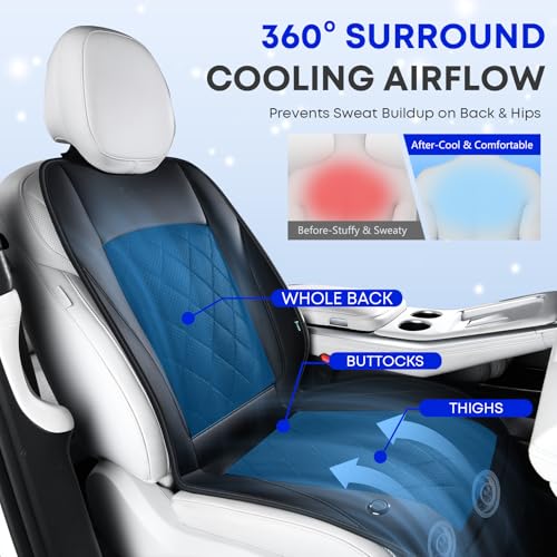 FLORICH Cooling Car Seat Cover, Ventilated Seat Cushion Cooling Car Seat Pad for Summer Driving with Powerful Turbo Fans Universal Fit for Car SUV Truck Van-Deep Black - color: Deep Black