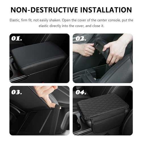Stacool Upgraded Car Center Console Cover,Microfiber Leather Car Armrest Cover Cushion with 2 Storage Bags,Universal Car Armrest Storage Box (Blue) - color: Blue