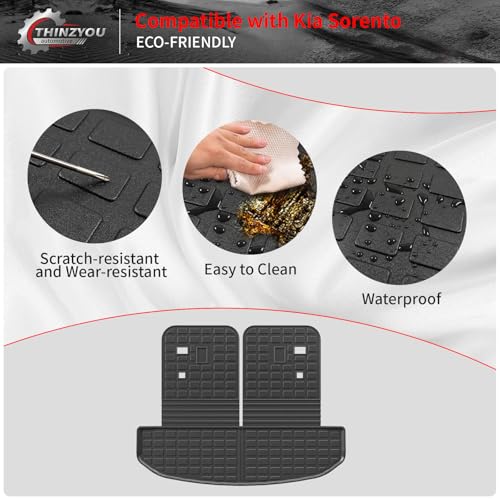 Cargo Mat Compatible with 2021-2025 2026 Kia Sorento Cargo Liner Trunk Mat Trunk Liner TPE All Weather Back Seat Cover Protector 2024 Sorento Accessories (Trunk Mat with Backrest Mat) - style: For Kia Sorento | 2021-2026