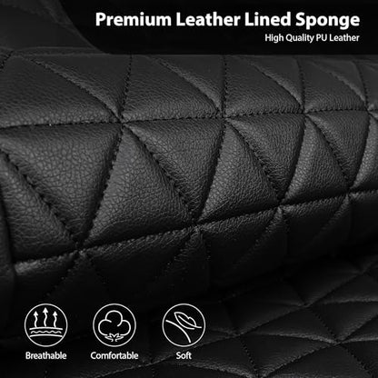 CAR PASS Bling Diamond Black Leather Car Seat Covers Full Set Interior Sets, Waterproof Shining Glitter Sparkly Crystal Universal Armrest Fit Automotive Truck SUV Cute Women Girl, Blue Rhinestone - color: Blue Rhinestone, size: Full Set