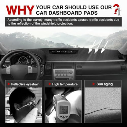 Autorder Dashboard Cover Mat for Infiniti G35 with Clock Outside Accessories Dash Cover Upgrade Flannel Dash Mat Sunshade Glare UV Rays Protector - size: For Infiniti G35