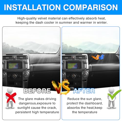 Autorder Dashboard Cover Mat for 2010-2021 2022 2023 2024 Toyota 4Runner Accessories Dash Cover Upgrade Velvet Dash Mat Sunshade Glare UV Rays Protector - size: 2010-2024 Toyota 4Runner