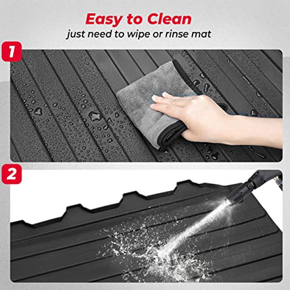 KEMIMOTO Cargo Bed Mat Compatible with Polaris Ranger 1000/1000 XP/1000 XP Crew/Kinetic, TPE Bed Liner Anti-Slip Mud-Resistant,All-Weather Protection, Easy-Clean No Gaps No Shift Accessories 2018-2026