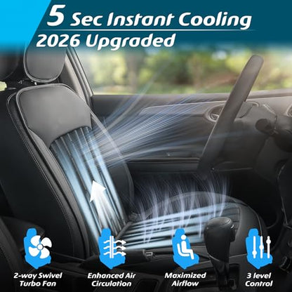 2026 Upgraded Cooling Car Seat Cover Front Seat, 12V-24V Ventilated Cooling Car Seat Cushion, Cooled Seat Cover for Car SUV Truck Universal Fit, Classic Black