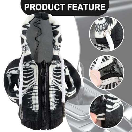 Salior Car Gear Shift Cover for Skull Style,Funny Gear Shift Hoodie Car Interior Accessories with Zip,Cool Car Accessories Interior Shift Knob Hoodie Fit Most Auto Trucks