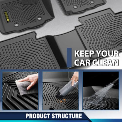 PIT66 TPE Floor Mats Compatible with 2014-2019 Toyota Corolla (Heavy Duty) 1st & 2nd Row All Weather Cover Protection Cargo Liners alfombras para carro - size: Fit Toyota Corolla 2014-2019 | 3PCS