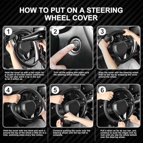 SEG Direct Car Steering Wheel Cover Standard Medium Size 14 1/2-15 inch, Non-Folding Packaging, Heavy Duty, Non-Slip, Black Microfiber Leather with Carbon Fiber Pattern - color: 1. Black with Carbon Fiber Pattern, size: Standard size[14 1/2''-15'']