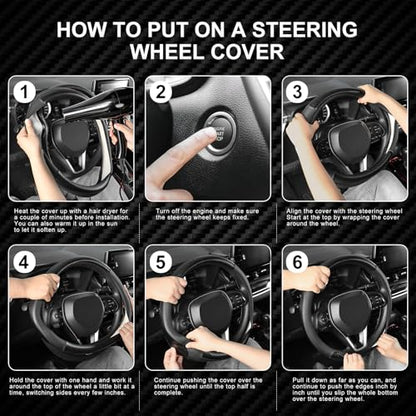 SEG Direct Car Steering Wheel Cover Standard Medium Size 14 1/2-15 inch, Non-Folding Packaging, Heavy Duty, Non-Slip, Black Microfiber Leather with Carbon Fiber Pattern - color: 1. Black with Carbon Fiber Pattern, size: Standard size[14 1/2''-15'']
