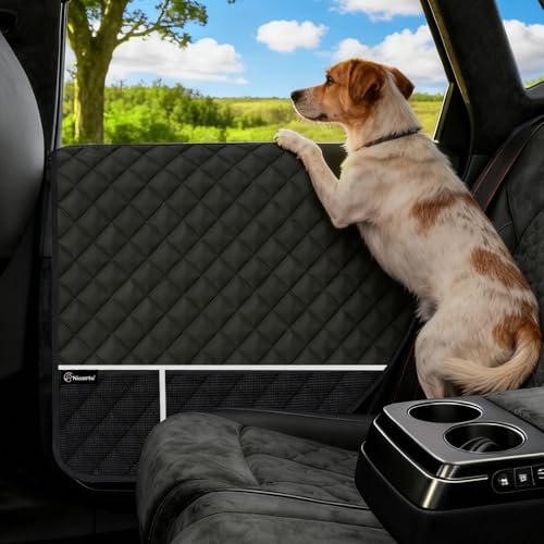 Dog Car Door Protector, 2 Pcs PU Leather Pet Car Door Cover, Waterproof & Scratch Resistant Dog Car Door Guard with Insert Flap Secure Fixation for SUV, Truck, Sedan