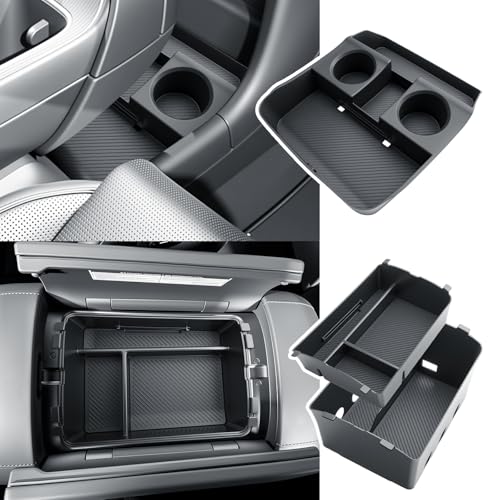 BIBIBO 3Packs for 2026 Hyundai Palisade Center Console Organizer 2026 Hyundai Palisade Calligraphy Console Armrest Tray & Lower Center Console Organizer 2026 Palisade Calligraphy Console Insert Tray - color: Black-(3Pack)