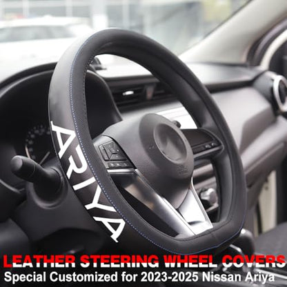 XITER Leather Steering Wheel Cover for Ariya 2023-2025,with Ariya Logo - color: Ariya 2023-2025,With "Ariya " LOGO